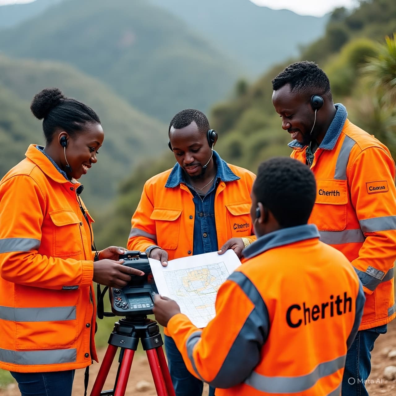 Surveying equipment outdoors